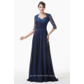 Grace Karin 2015 Newest Navy Blue Long Lace Formal Evening Dress With Long Sleeve CL6234